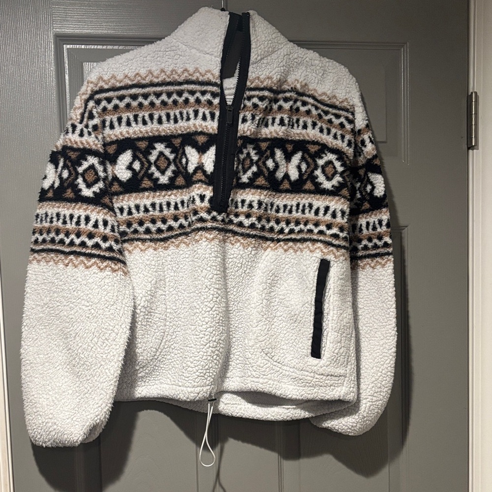 No Boundaries Black and White Fleece Jacket